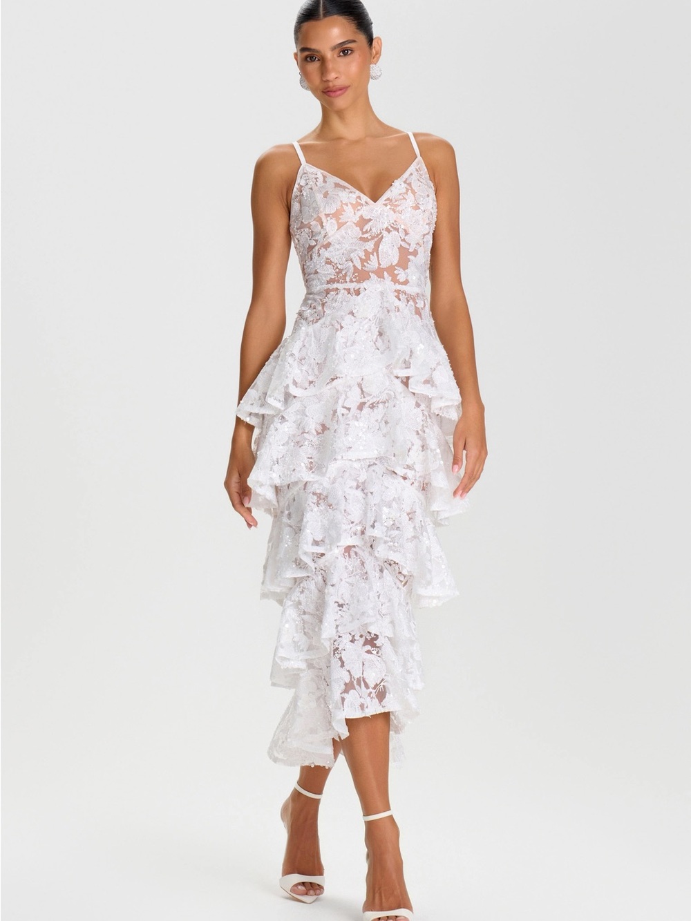 Nadine Merabi Saffron Tiered Midi Dress